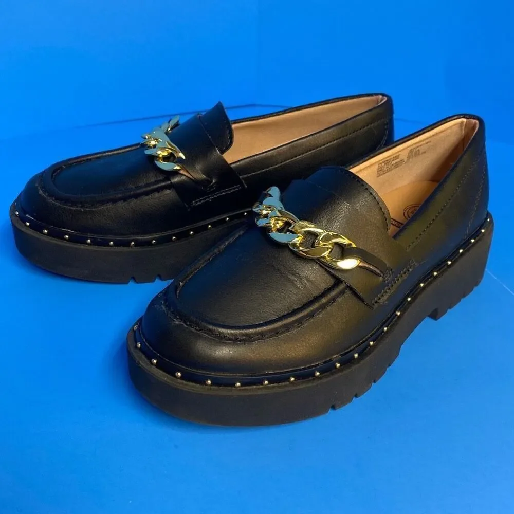 Wonder Nation Kids Black Faux Leather Loafers Size 1